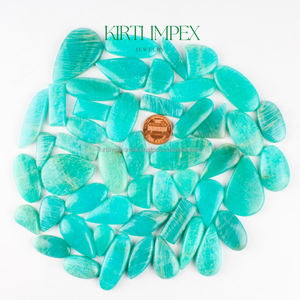 Cabochons ovales plats en amazonite verte naturelle certifiée Kirti Impex, pierres semi-précieuses en vrac pour la création de bijoux DIY - Product Image 4