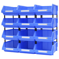 Bacs de rangement modulaires en plastique pour pièces détachées, boîtes à angle incliné, plateaux à vis, conteneurs d'assemblage pour étagères, rangement d'outils