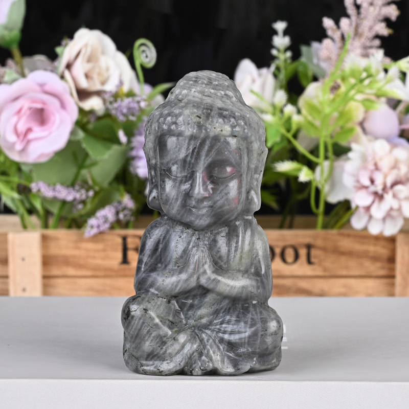天然クリスタルクラフト仏像クロスボーダー原石彫刻オレンジ色の月石