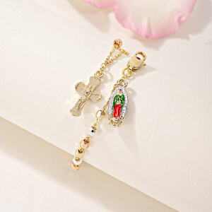 Pulsera <span class=keywords><strong>de</strong></span> cuentas <span class=keywords><strong>de</strong></span> <span class=keywords><strong>Rosario</strong></span> religioso <span class=keywords><strong>de</strong></span> lujo, cadena ajustable, pulseras colgantes <span class=keywords><strong>de</strong></span> cuentas cruzadas <span class=keywords><strong>de</strong></span> la <span class=keywords><strong>Virgen</strong></span> María coloridas católicas - Product Image 2