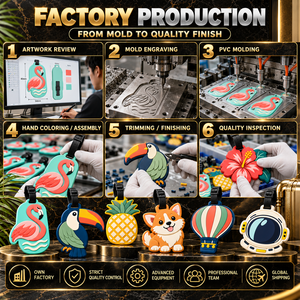 Etichetta per Bagagli Personalizzata in PVC con Logo, Design Tropicale con Fenicottero, <span class=keywords><strong>Tucano</strong></span>, Ananas, Ibisco, per Viaggi - Product Image 5