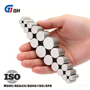 Magnete al Neodimio Rotondo N35-N52, Disco Piatto Sottile in Terre <span class=keywords><strong>Rare</strong></span> NdFeB da 1-30mm, Approvato ISO9001 per Uso Industriale ed Elettronico - Product Image 1
