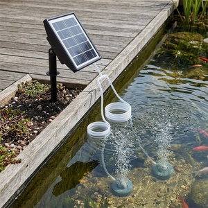 Mini Solar Powered Air <b>Pump</b> Rechargeable <b>Battery</b> Operated Low Noise Oxygenator Home Aquarium Small Fish Pond Fishing Use - Product Image 2