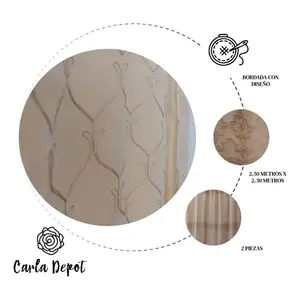 Cortinas de lino bordadas de 2,30 m de ancho con forro para decoración del hogar - Product Image 4