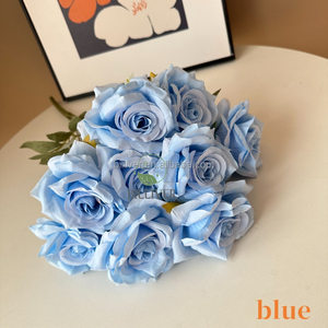 Bouquet de roses en <span class=keywords><strong>soie</strong></span> Offre Spéciale à 9 têtes Roses artificielles en diamant Arrangements de mariage blancs lilas - Product Image 3