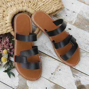 Nuevas <span class=keywords><strong>sandalias</strong></span> <span class=keywords><strong>de</strong></span> fondo plano para mujer, <span class=keywords><strong>sandalias</strong></span> simples <span class=keywords><strong>de</strong></span> moda con punta redonda marrón, conjunto <span class=keywords><strong>de</strong></span> Color sólido <span class=keywords><strong>de</strong></span> verano, <span class=keywords><strong>sandalias</strong></span> con dedos - Product Image 6