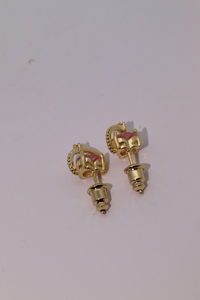 Pendientes de Botón de Latón Chapado en Oro con Corazón Rosa y Flecha de Tianyu Gems - Pendientes Románticos y Lindos con Incrustaciones de Circonita para Mujer - Product Image 2