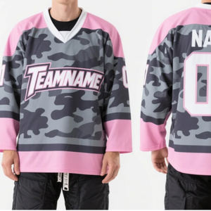 Camisa de Hóquei Personalizada com Impressão Digital em V, Respirável, com Nome da Equipe Bordado, Uniforme de Hóquei no Gelo em Branco - Product Image 6