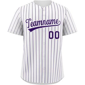 Camiseta personalizada de béisbol a rayas con botones y nombre personalizado y número rayas blancas/moradas-06 para hombres/mujeres/jóvenes - Product Image 5