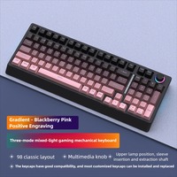 98 Keys Triple-Mode Gradient E-sport Wireless RGB Gaming Mechanical Keyboard Swappable Switch PBT Keycaps Rechargeable