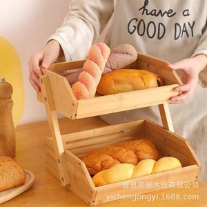 <b>Kitchen</b> Vegetable Storage Rack 3 Tier Bamboo Drain Rack For Desktop Food Organization Eco Friendly Multi Layer Cabinet - Product Image 3