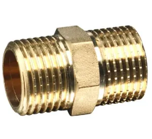 Tepel Loodgieterswerk Draad Fitting Maat Messing Dubbel Messing Geheel Vierkant Gieten Pc Mannelijke Staight Draad Luchtpijp Connector Messing Kleur