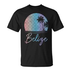Camiseta sin mangas vintage para niñas con diseño de palmeras y sirenas de Belice, camiseta promocional vintage inspirada en la playa para niñas - Product Image 1