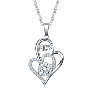 Colgante de moda en forma de corazón amor mamá collar de diamantes de imitación de cristal para regalo del Día de la madre - Product Image 4