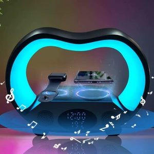 Renk Değiştiren RGB LED ve <span class=keywords><strong>Bluetooth</strong></span> Hoparlör Fonksiyonlu 6'sı 1 Arada Kablosuz Şarjlı Gece Lambası - Product Image 3