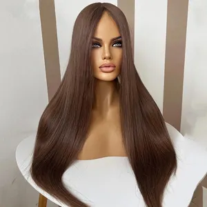 Chocolate Brown Lace Front Wigs Human Hair 5X5 HD Lace Closure Wigs with Silk Base Middle Part Straight Hair Wigs 10"-26"