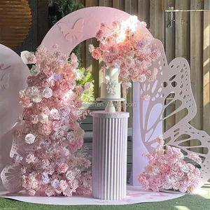 Fleurs d'arche rose personnalisées pour mariage, décoration de fond d'hôtel, fleurs de porte