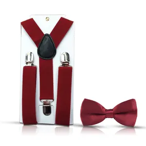 Kids Elastische Bretels Vlinderdas Set Bijpassende Smoking Pak Unisex Jongen Meisje Bowtie Bruiloft Kostuum Verstelbare Y-Back Brace riem