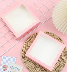 Wholesale Food Safe Custom Logo Printed <strong>Pink</strong> Art Paper <strong>Pastry</strong> Cake Box with Clear Window Bakery Packaging for Dessert <strong>Shop</strong> - Product Image 4