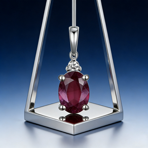 Colgante de compromiso clásico de oro macizo de 10K/14K/18K personalizado con topacio blanco de abril de forma ovalada, cultivado en laboratorio CVD IGI/HPHT, con piedra de nacimiento, ideal para regalo. - Product Image 3