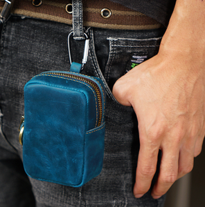 Bolsa de Cuero Genuino de Vaca de Grano Completo, Diseño Personalizado OEM ODM, Bolsa Pequeña con Cierre, Monedero, Bolsa de Cintura, Bolsa de Almacenamiento de Cuero Crazy Horse - Product Image 3