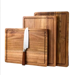 Tagliere di legno di Acacia di grandi dimensioni con scanalature di succo per la preparazione dei pasti in cucina cibo all'aperto che serve formaggio tritare - Product Image 1