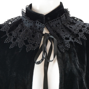 Mantello Corto Aperto sul Davanti con Laccio, Accessorio per Costume da Donna, Capotta in Velluto Stile Vittoriano, Mantello Gotico Rinascimentale Vintage per Halloween - Product Image 3