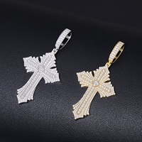 Pendentif Croix en Argent Sterling S925 Style Hip Hop, Breloque Religieuse pour Hommes et Femmes, Cadeau de Fête