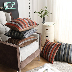 Sarung Bantal Dekoratif Buatan Tangan 18x18 Bergaris, Sarung Bantal Bertekstur, Dekorasi Rumah Gaya Farmhouse, Sarung Bantal Hias - Product Image 3