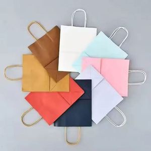 Custom Wholesale <b>Biodegradable</b> Kraft <b>Paper</b> Bag Twisted Handles Screen Printed Custom Logo Food-Safe Takeaway Shopping Bags - Product Image 2