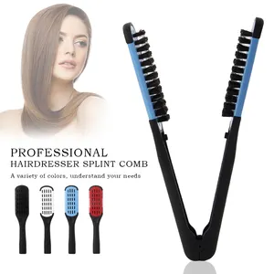 Multi-colorido Durável Personalizável LOGO V-forma Personalizado Logotipo Pente Clipe De Cabelo Pente De Cabeleireiro Pente Splint Hair Brush