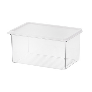 Plastic PS Clear Stackable Food Storage Bins Refrigerator Organizer Bins with Lids For refrigerator organizer