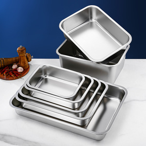 Stainless Steel Serving Trays Rectangular Square Food Storage Containers Unbreakable Hotel Restaurant Use - Product Image 1