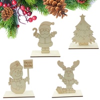 Décorations de Noël en bois pour la maison Peinture pour enfants DIY Planche de bois Splice Santa Claus Ornements de bureau