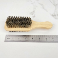 Brosse à barbe double face personnalisable pour homme, en bois naturel, avec poils de sanglier, outil de toilettage et de massage facial