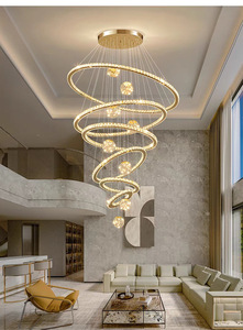 Candelabro de Cristal de Luxo Moderno e Simples para Sala de Estar, Hotel, Restaurante, Lustre de Anel, Candelabros Modernos, Luz Pendente - Product Image 4