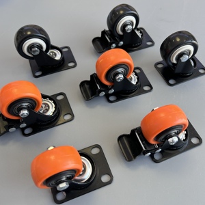 Rodízios Giratórios Premium de Poliuretano Laranja de 4 Polegadas com Travamento, Material Durável de Aço e Polipropileno - Product Image 2
