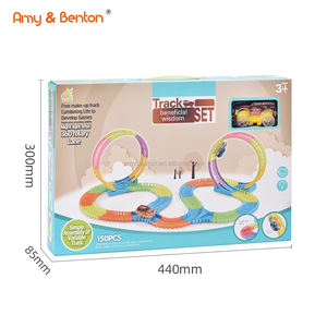 Venta caliente nueva madre juguetes luminosa <span class=keywords><strong>pistas</strong></span> de <span class=keywords><strong>coches</strong></span> juguetes 180 piezas niños ranura coche pista Flexible pista de carreras de coche para niños - Product Image 6
