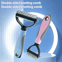 Peigne démêlant pour animaux de compagnie en acier écologique double face 2-en-1, brosse professionnelle pour le toilettage des chats, élimination des nœuds, des emmêlements et des poils lâches