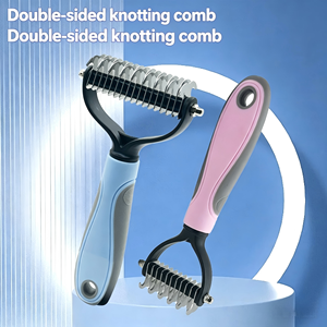 หวีสัตว์เลี้ยงแบบ 2-in-1 สองด้าน ผลิตจากเหล็ก เป็นมิตรกับสิ่งแวดล้อม สำหรับสัตว์เลี้ยง ช่วยกำจัดขนพันกัน ขนหลุดร่วง และขนที่เป็นปม สำหรับแมวโดยเฉพาะ - Product Image 3