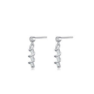 Pendientes Espiral Ondulados Minimalistas de Plata de Ley S925 con Circonita, Versión en Cobre Personalizable - Regalo Creativo para Mujer - Product Image 1