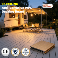 Planche de terrasse WPC ignifuge et imperméable, antidérapante, avec système de fixation par clipser, design à rainures et languettes, couleur, taille et longueur personnalisables, disponible en OEM.