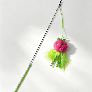 Ali <b>Cat</b> Teaser Wand Dragon Fruit Monster Feather <b>Toy</b> Long Handle Boredom Buster Pet <b>Interactive</b> <b>Toy</b> - Product Image 1