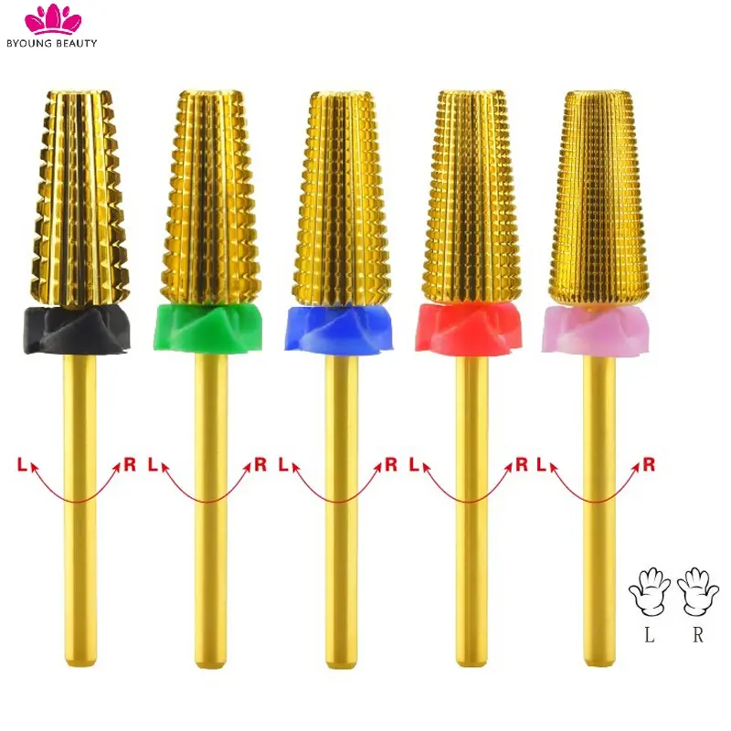 5 in 1 Multi-funzione 2 direzione di Rotazione Forma Affusolata Dritto Taglio Al Carburo di Tungsteno Punta da Trapano per Nail Manicure macchina