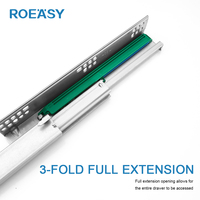 ROEASY-Glissières de tiroir à fermeture en douceur, extension complète télescopique robuste de type américain