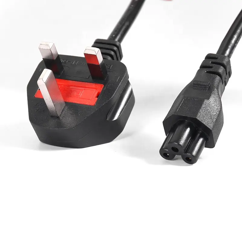 Factory wholesale Black PVC UK with IEC C5 extension 3 prong ac power cord cable Mickey Mouse plum blossom female end type