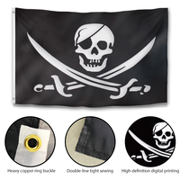 Drapeau de pirate 3x5 pieds, Jolly Roger avec cache-œil et épées croisées, bannière en polyester double face pour décoration extérieure de bar ou de man cave