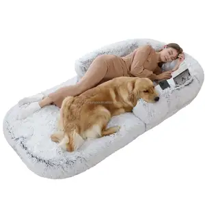 سرير كبير قابل للطي للكلب من homguava للأشخاص مقاس 72 بوصة × 48 بوصة × 10 بوصة مقاس إنسان للكبار، 2 في 1 cal c