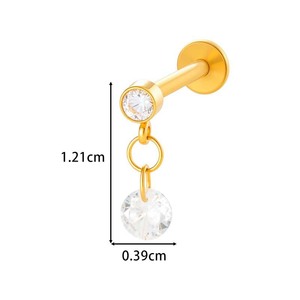 Bán buôn trang sức titan tùy chỉnh, khuyên tai titan G23 gắn đá CZ, khuyên tai vành tai, khuyên tai sụn, khuyên tai labret mặt phẳng - Product Image 5