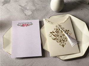 Carte d'invitation de luxe en feuille d'or premium, vernissage mat, ornements d'enveloppe personnalisés pour les annonces de <span class=keywords><strong>mariage</strong></span> et d'anniversaire - Product Image 3
